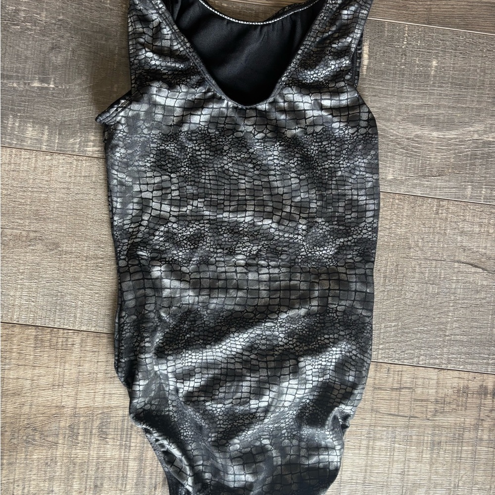 Black Snakeskin Patterned Leotard GK - Picture 3 of 3